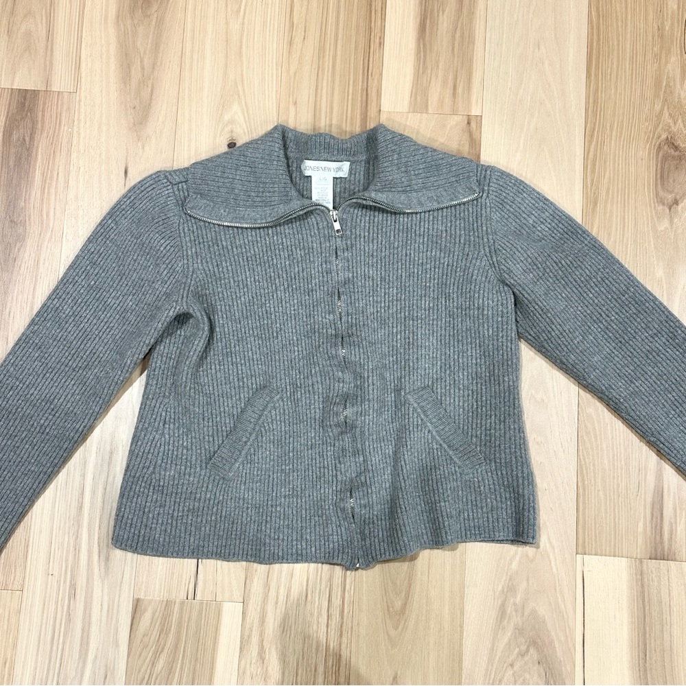 Jones New York grey zip up sweater